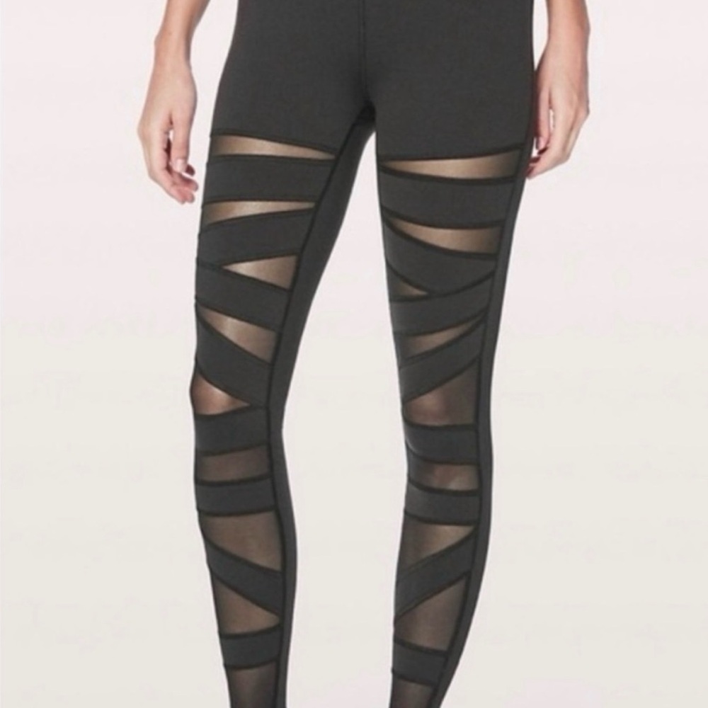 Lululemon Wunder Under Black Mesh Leggings